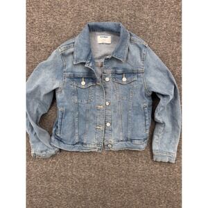 Old Navy Kids Blue Denim Trucker Jacket Medium Wash Size L 10-12 Stretch Button